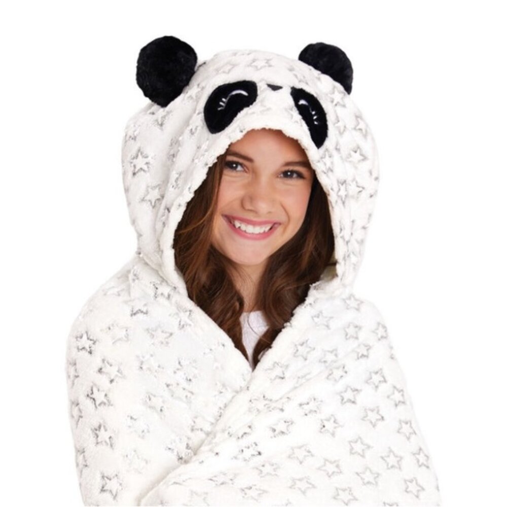 Cute 🐼 animal plush hooded blanket warm and comfy